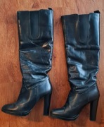 ZARA kozaki skórzane botki czarne 38