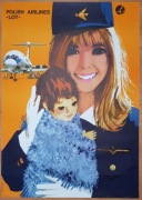 LOT POLISH AIRLINES – Grabiański 1971 stewardesa plakat turystyczny