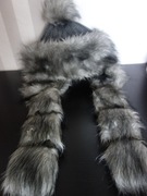 Czapa polska, AGAT, na mrozy i w góry, szara, futro+ polar