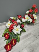 Duży Komplet nagrobny,stroik kompozycja z wazonem na cmentarz, dzień matki 