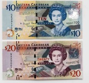 Karaiby Wschodnie 10, 20 dolarów zestaw 2 sztuki P.52-53