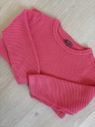 Wiosenny sweter intensywny róż neonowy gruby splot M