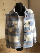 Lekka kurtka pastelowa krata M oversize