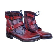 VENEZIA PREMIUM BOTKI MĘSKIE 43,5 SKÓRA NATURALNA CZERWONE PRZECIERANE