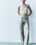 ZARA Jeansy ze złotym połyskiem proste nogawki ZARA WOMAN COLLECTION 40