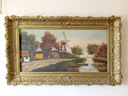 STARY DUŻY OBRAZ OLEJNY PŁÓTNO  sygnowany W. A. Kneepkens