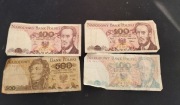 4 Banknoty złoty polski lata 80 3x100 1x500