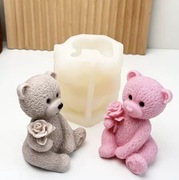 MIŚ Z RÓŻĄ Walentynki D. Kobiet forma silikonowa 10.4*8.4 do Świec Odlewów 