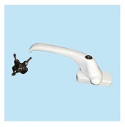 Klamka Biała do okna OKPOL zamykana na kluczyk lub bez, bez trzpienia