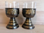 PUCHARKI KUBKI BRĄZ ZŁOCONY SZKLANKI KIELICH DO PONCZU 