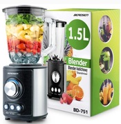 DUŻY BLENDER KIELICHOWY SZKLANY BERDSEN 800W CZARNY 1,5L