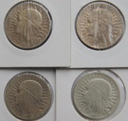 II RP - 5 Złotych 1933 - Głowa kobiety - Srebro próby 750