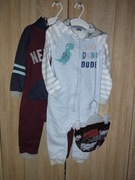 Zestaw dwóch kombinezonów dresowych z czapką r. 86/92