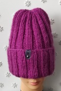 Czapka wełna alpaka merino fuksja 