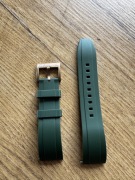 Pasek gumowy 22 mm zielony sprzączka z brązu - polecam :)