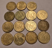15 monet 10 centimów Francja 1964-1998