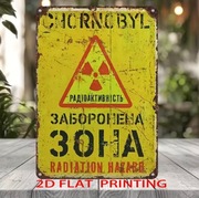 Vintage metalowa tablica retro z nadrukiem angielsko-rosyjskim dekoracja