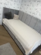 Łóżko tapicerowane 90x200 cm szare nowe