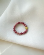 Pierścionek różowy Rodonit Serce Hematyt