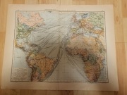 Stara mapa z Atlasu z 1906 roku - Szlaki morskie