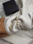 Bransoletka pozłacana z Pereł szlachetnych i kryształów 