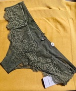 Braziliany stringi majtki Zielone koronkowe XL