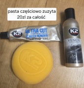Pasta do usuwania rys K2 zestaw gąbka polerska mleczko lakier samochód