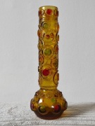 Wazonik , szkło bursztynowe, malowane