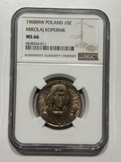 10 złotych 1968 NGC MS66 
