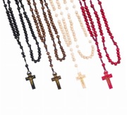 Różaniec komunijny - drewno - sznurek - brązowy 