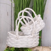 2 białe koszyki koszyczki wiklinowe 21cm, 16cm osłonka, przechowywanie