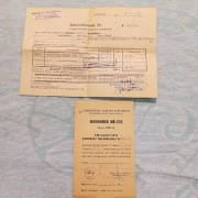 Zaświadczenie nabycia motoroweru Komar 232 z 1969r + Świadectwo kontroli 