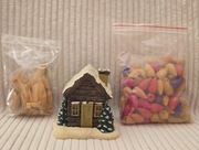 Domek kominek zapachowy + kadzidełka + Palo Santo dymiący komin święta zima