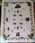 Nieużywany obrus lniany Krosnolen 127 x 173 cm - motyw Kanada PRL