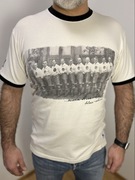 Koszulka męska t shirt streetwear nadruk L biała vintage z krótkim rękawem