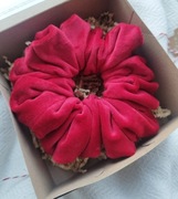 Gumka świąteczna scrunchie XXL bordowa