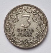 Niemcy Republika Weimarska 3 Marki 1925r. A  Srebro 