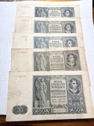 5 sztuk 50 zł 1941 rok