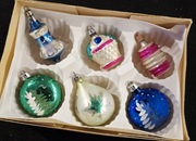 Bombki prl szklane 6 szt  kształtki ozdoby choinkowe vintage