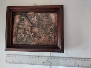 Kuźnia  145x105 mm plus ramka, miedź, miedziany obrazek, relief