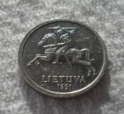 Litwa II. Republika LTL 1 lit litas 1991 KM# 91 Ładny stan Rzadki