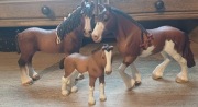 Schleich Wałach, klacz i źrebię Rasy Clydesdale