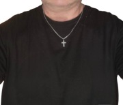 Naszyjnik pancerka 55 cm 3 mm krzyżyk stalowy + pudełko