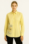 GUESS – Żółta koszula z haftowanym kwiatem L