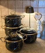 Garnki emaliowane marmur