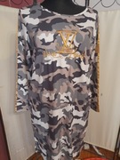 Świetna sukienka moro z kieszeniami lampasy 