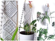 Kwietnik makrama na ścianę SZARY (dł. 56 cm)