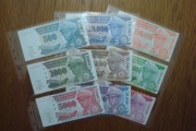 Zair zestaw banknotów  9 sztuk stan 1, 1-