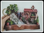 Wieszak na klucze z haczykami domek ozdoba ścienna