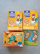Zestaw puzzli układanek 18m zwierzątka autka dinozaury